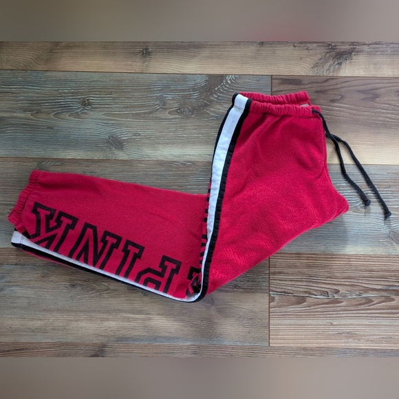 PINK Victoria's Secret Pants - Victorias Secret VS PINK Striped Red Black White Logo Joggers Small